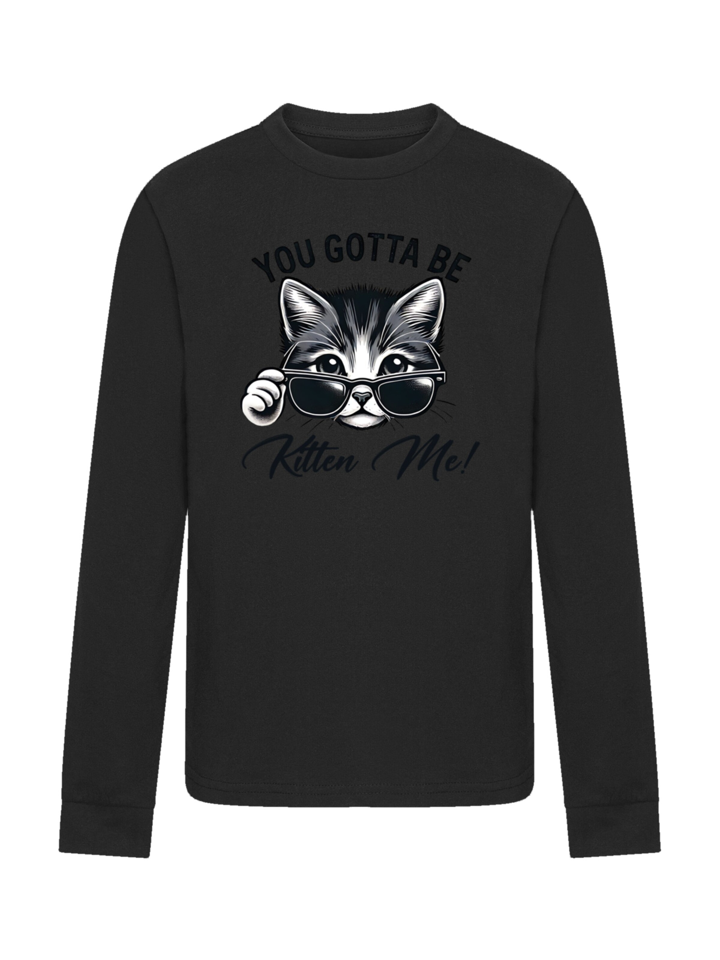 F4NT4STIC Shirt 'Kätzchen You Gotta Be Kitten Me!' in Zwart: voorkant