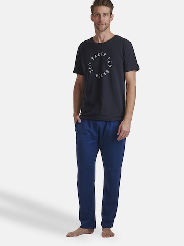 Ted Baker Kurzarm Pyjama 'Round Logo' in Blau: front