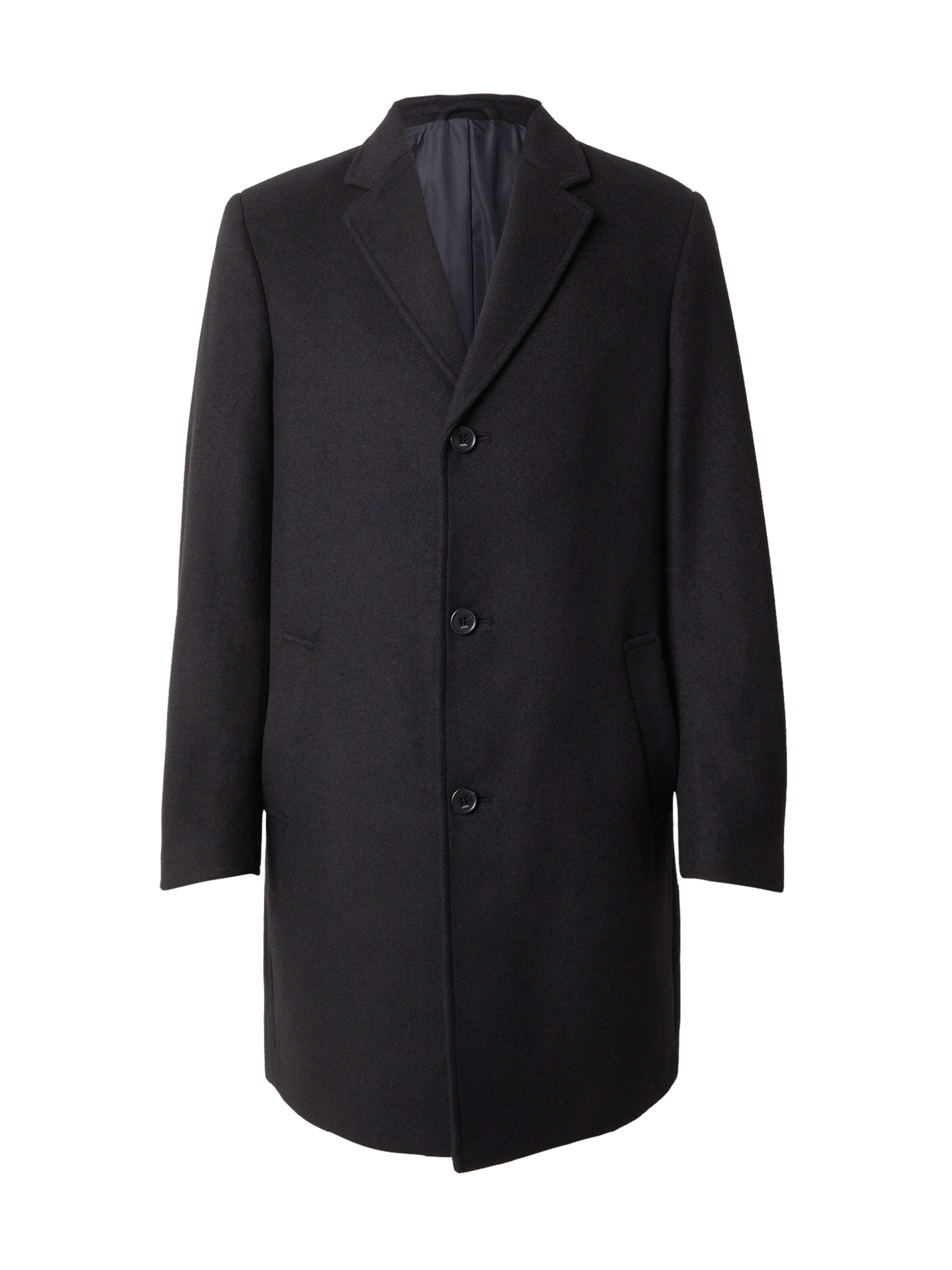 Karl Lagerfeld Ανοιξιάτικο και φθινοπωρινό παλτό σε μαύρο: μπροστά