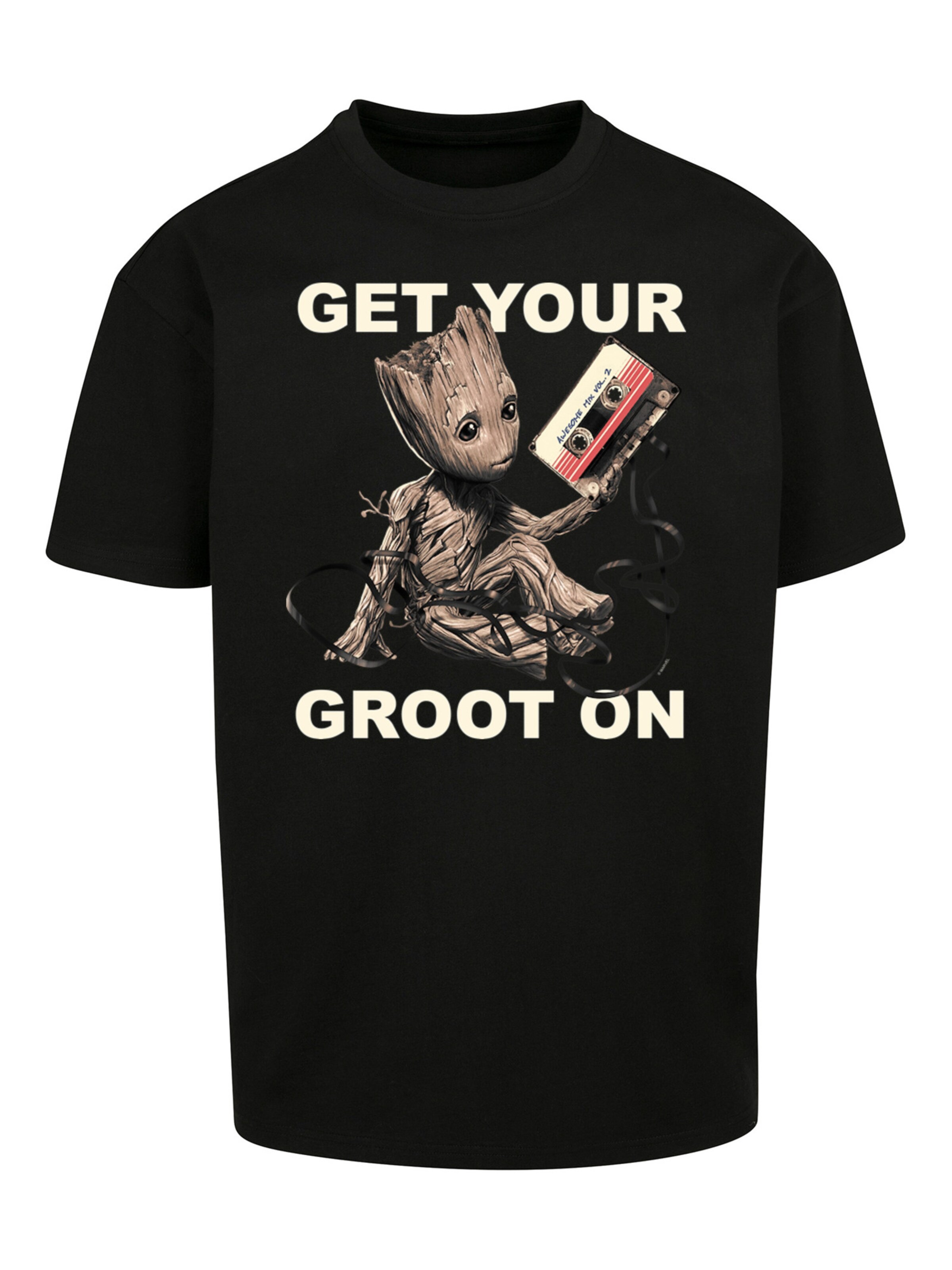 F4NT4STIC Shirt 'Marvel Guardians of the Galaxy Get your Groot On' in Zwart: voorkant