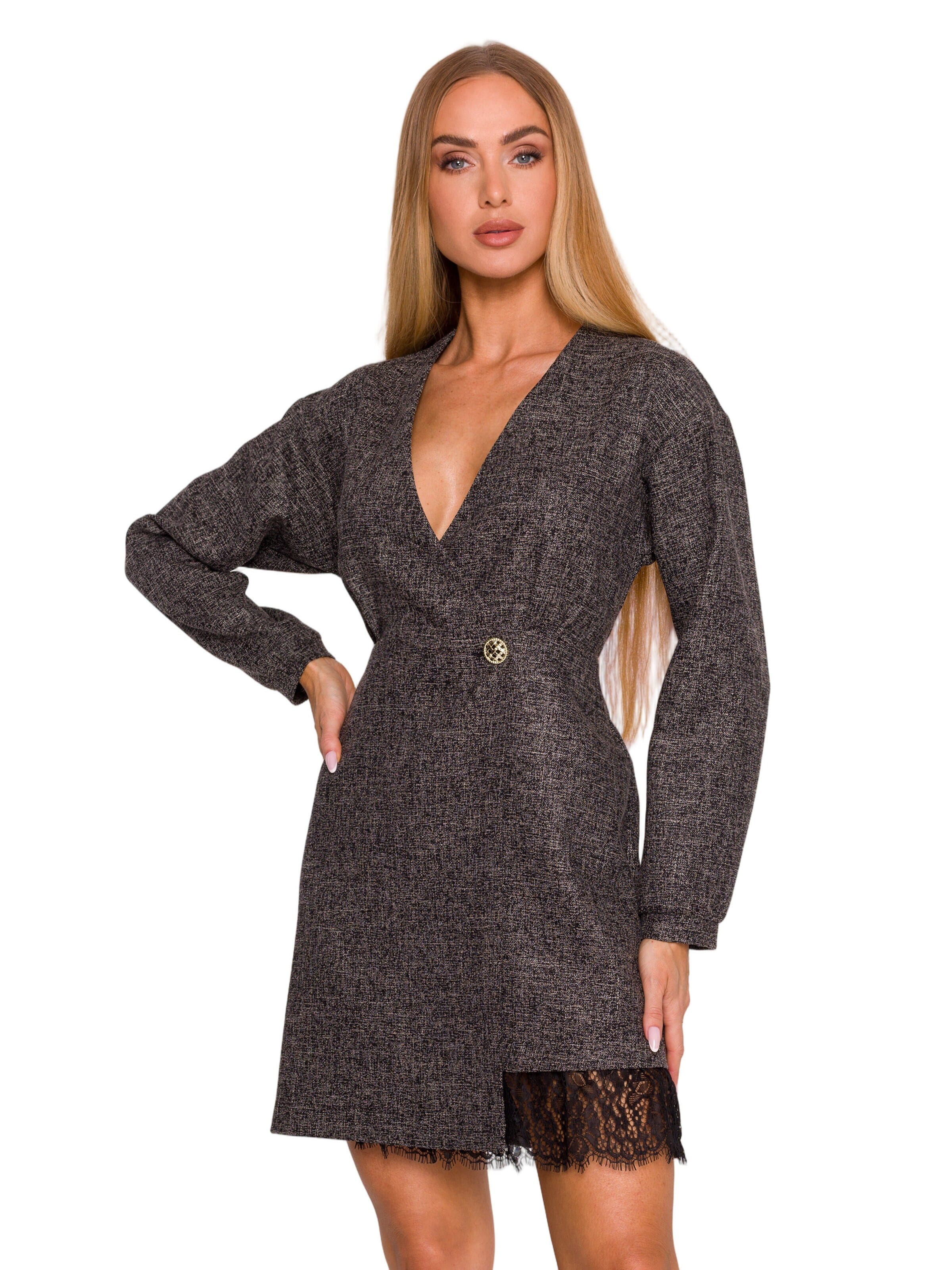 Rochie 'Sukienka tweedowa z koronką' de la made of emotion pe negru