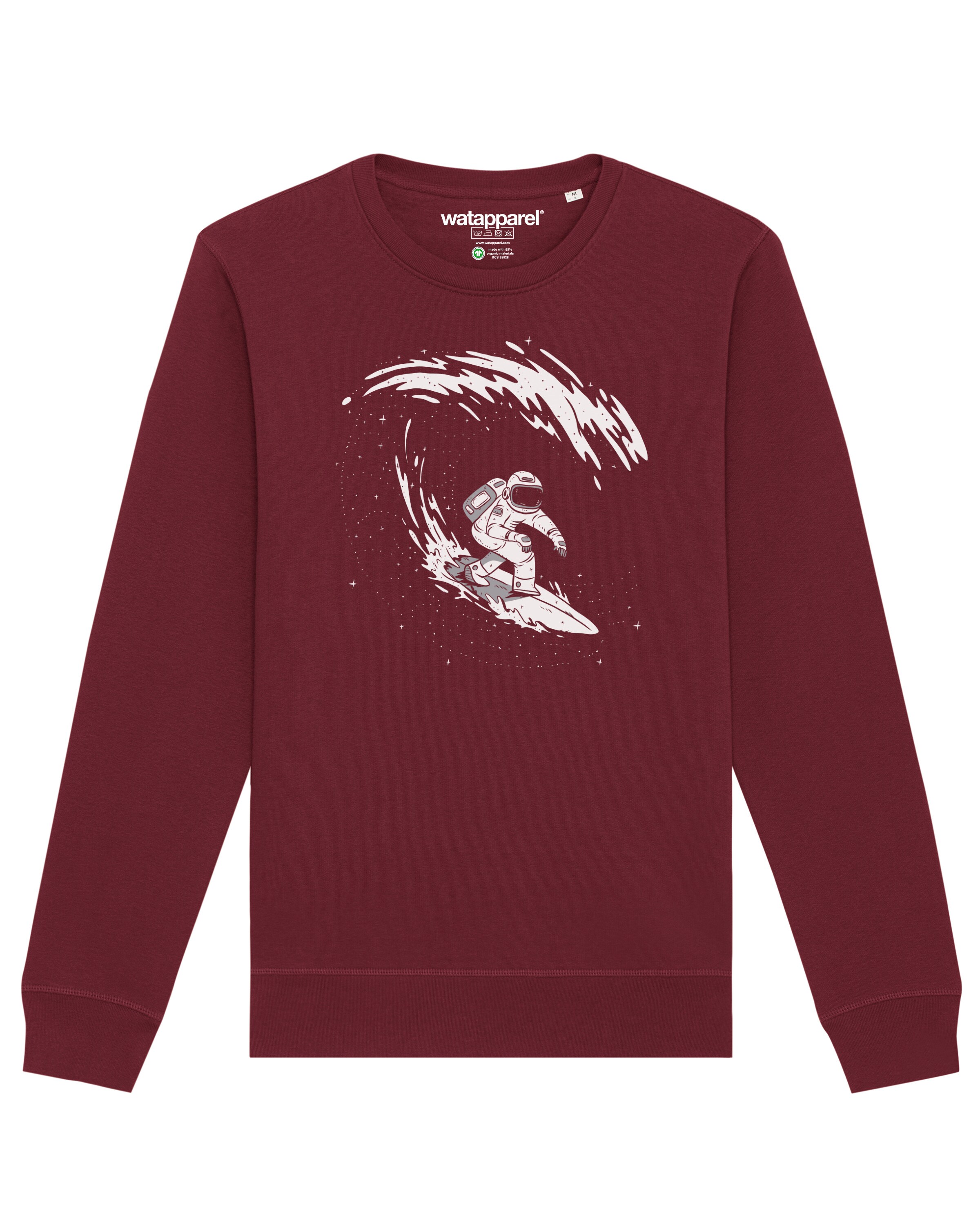 Sweat-shirt ' Surfing Spaceman ' Watapparel en rouge : devant