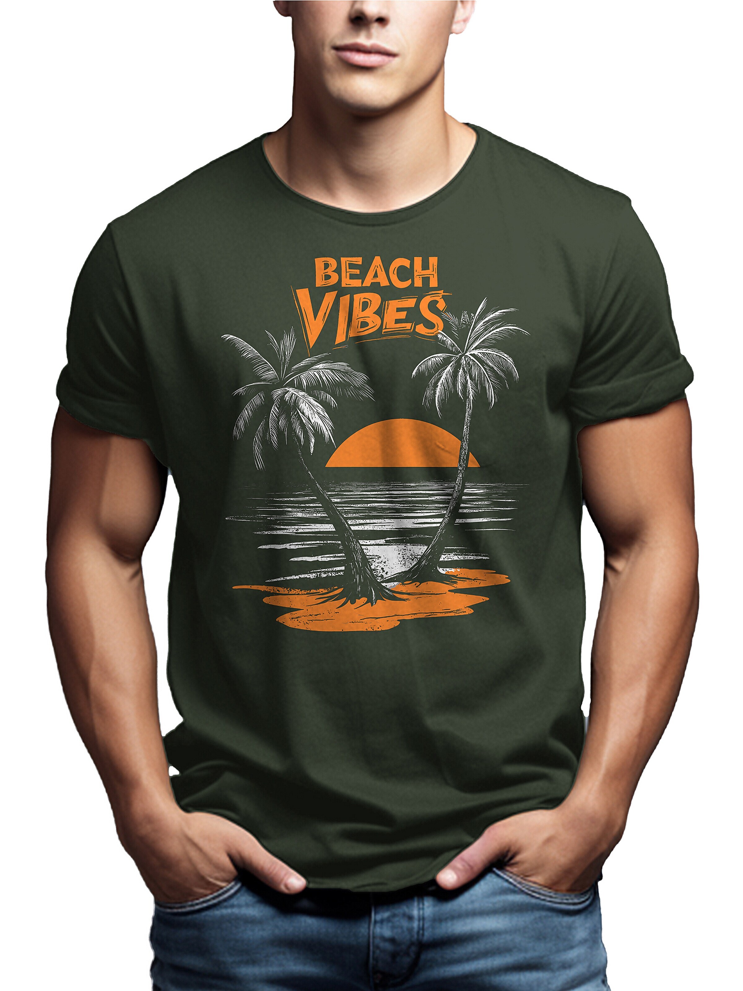 MAKAYA Shirt 'Beach Vibes' in Green