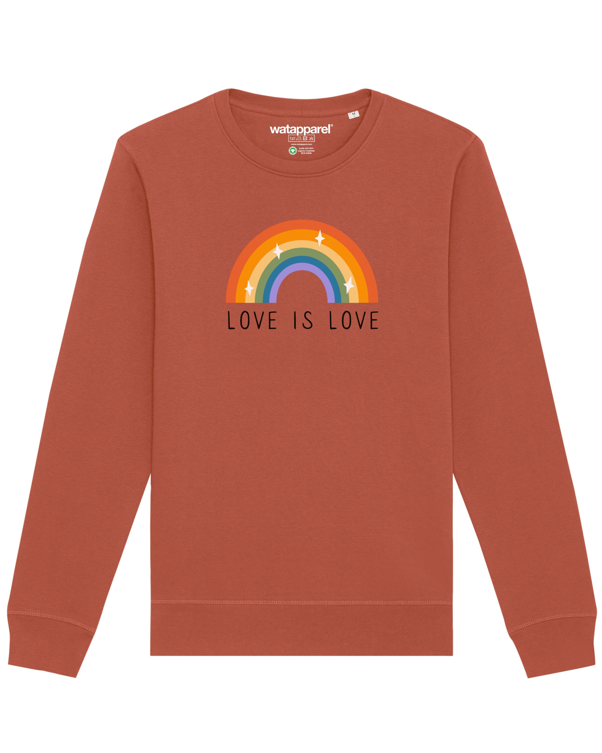 Watapparel Sweatshirt ' Love is Love ' in Bruin: voorkant