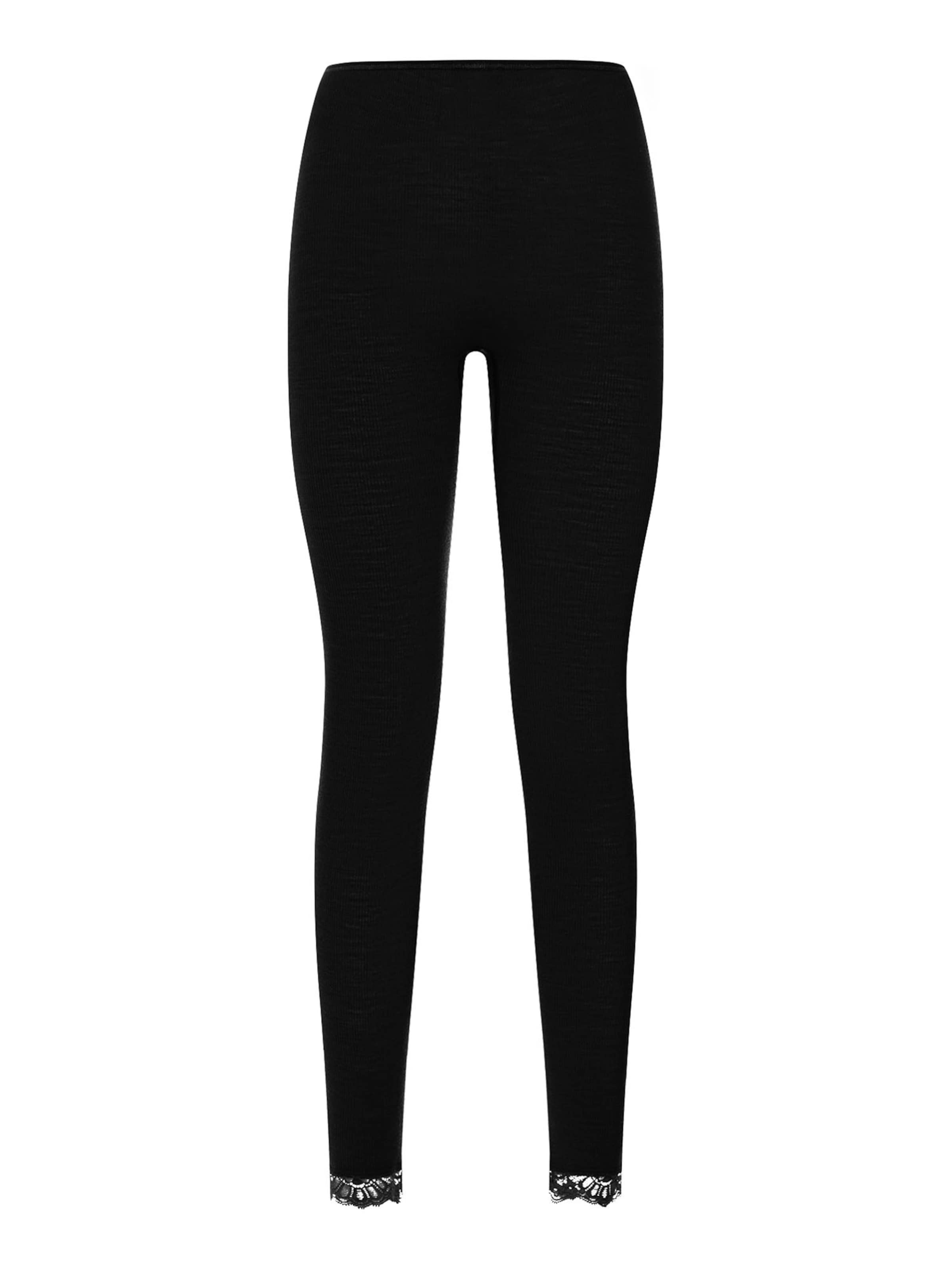 Hanro Skinny Leggings ' Woolen Lace ' in Zwart