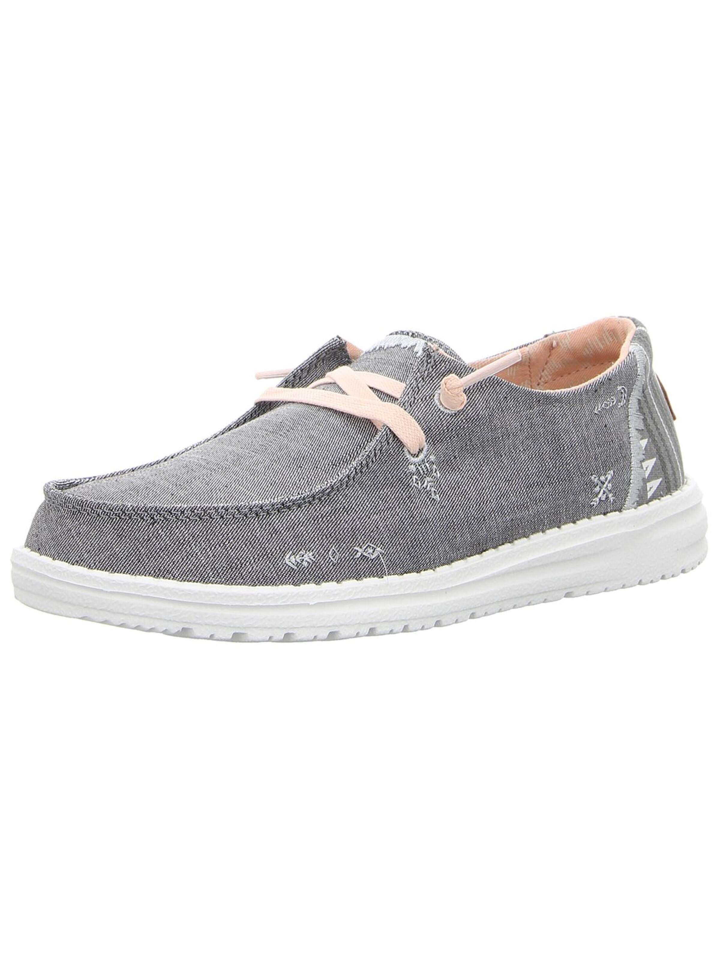 HEY DUDE Athletic Lace-Up Shoes 'Damen Schnürschuh 121413238 Textil in grau' in Grey: front