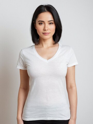 Maglietta 'Leafletic Women’s Short Sleeve V-Neck T-Shirt' di LEAFLETIC in bianco