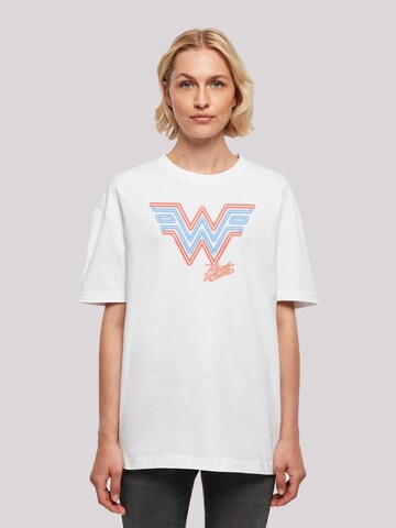 F4NT4STIC Oversized Shirt 'DC Comics Wonder Woman 84 Neon Emblem' in White: front