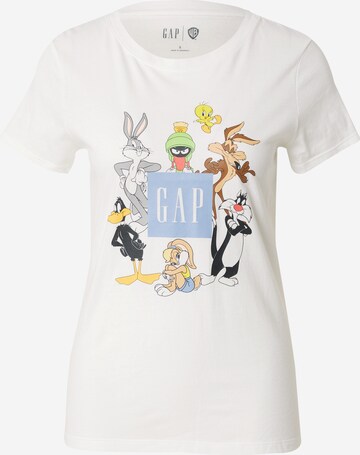 GAP Тениска 'WB - LOONEY TOONS' в бяло: отпред