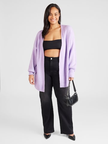 Fransa Curve Knit Cardigan 'ELVIRA' in Purple