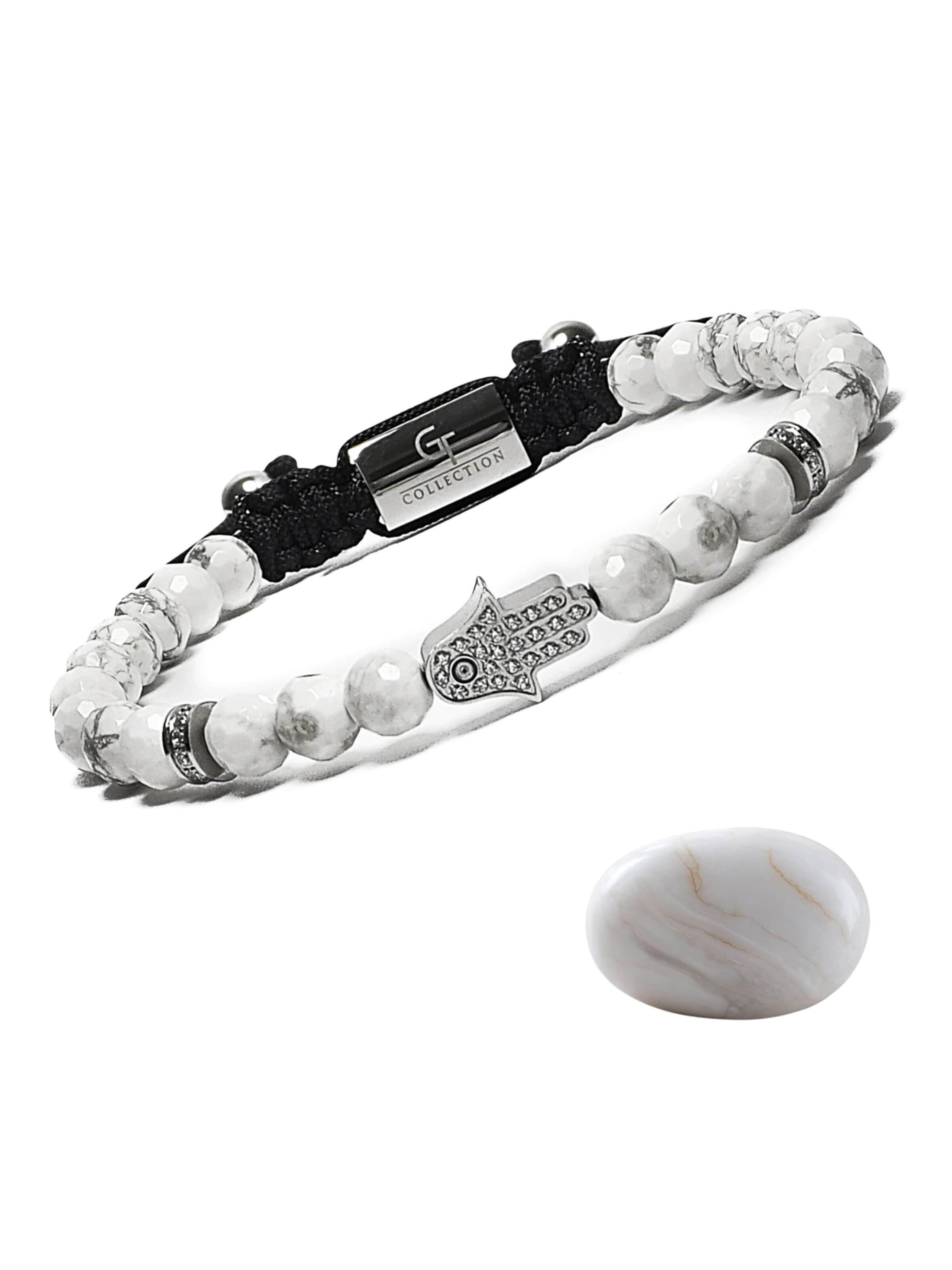 Braccialetto 'Hamsa Hand' di GT Collection in bianco: frontale