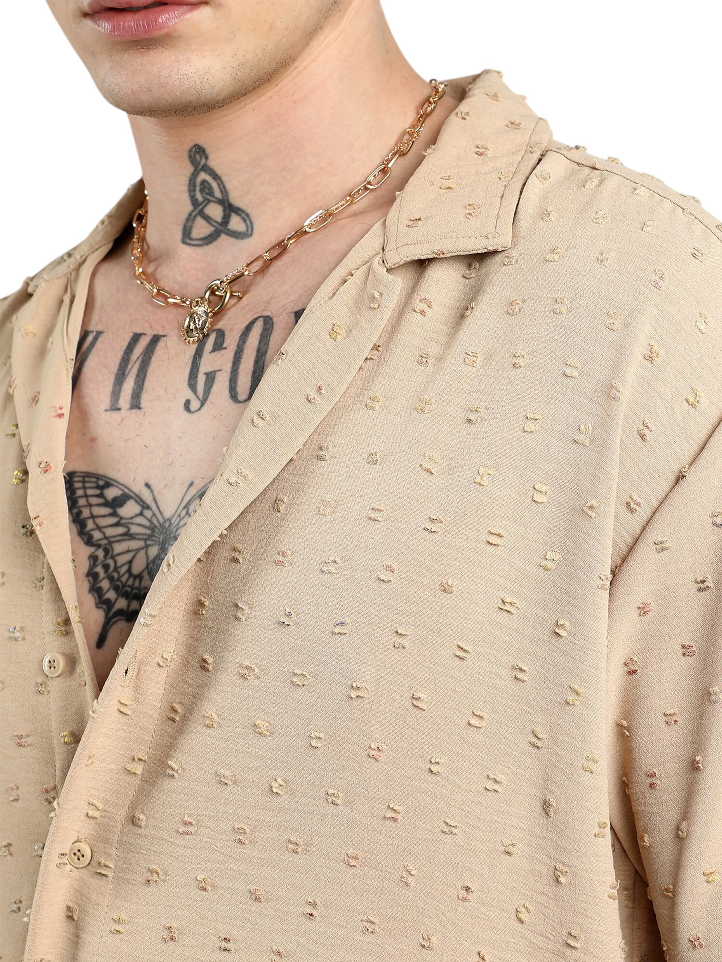 Campus Sutra - Regular Fit Camisa 'Tamra' em bege