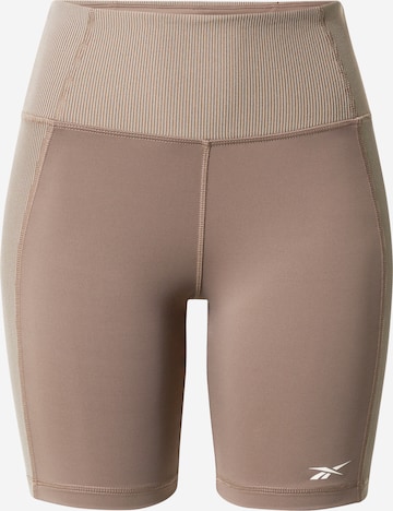 Reebok Skinny Sportbroek in Beige: voorkant