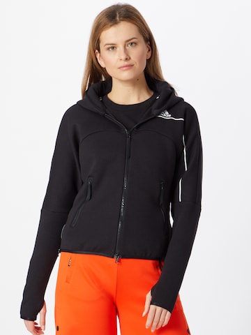 ADIDAS PERFORMANCE Sportsweatjacke in Schwarz: predná strana