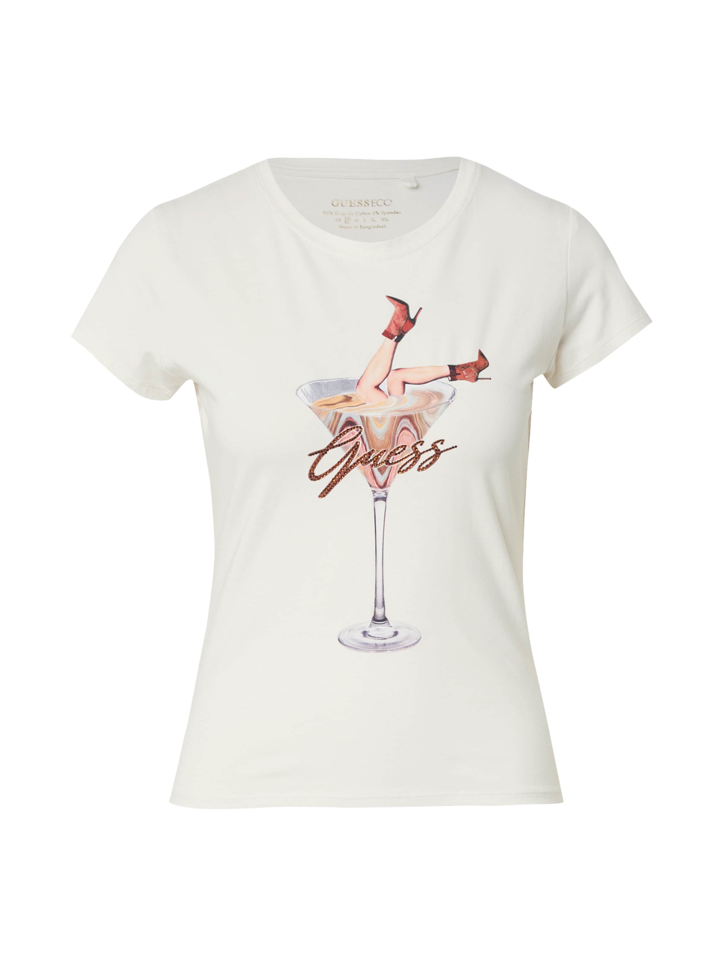 GUESS - Camiseta 'Tini Boots Espresso' en blanco: frente