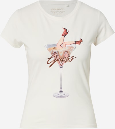 GUESS Majica 'Tini Boots Espresso' u smeđa / rosé / klasično crvena / bijela, Pregled proizvoda