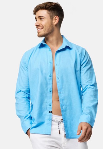 INDICODE JEANS Regular fit Overhemd 'Ville' in Blauw