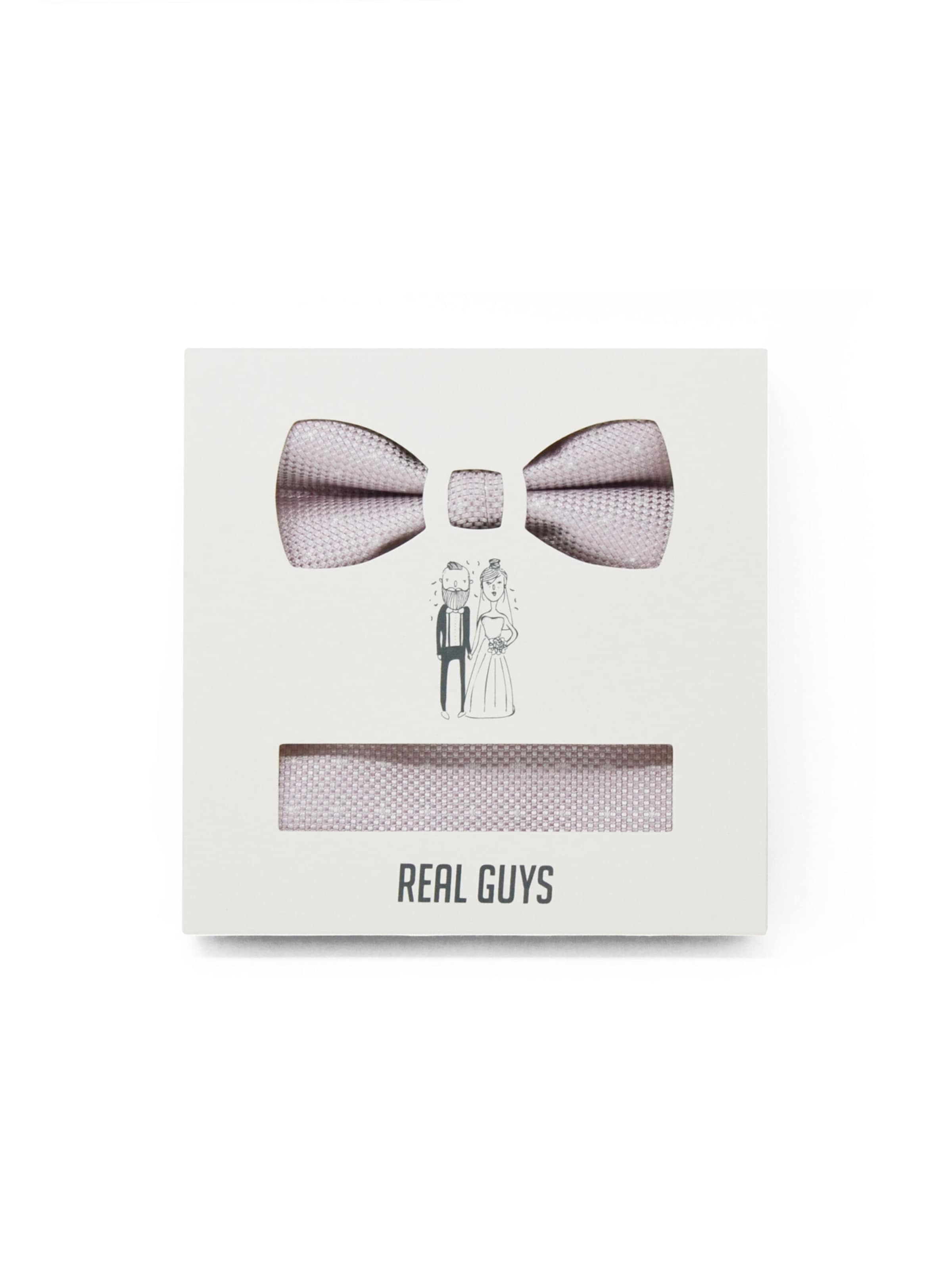 Real Guys Set aus Schleife und passendem Einstecktuch in Pink