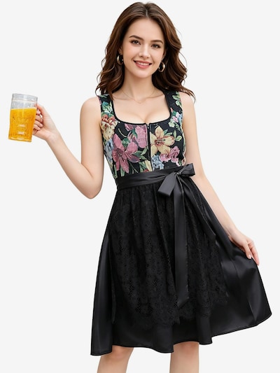 KoJooin Dirndl 'Damen 2-Teiliges Dirndl-Stil Set Mit Jacquardkleid, Satinakzenten Und Schürze' in 34 in Black, Item view