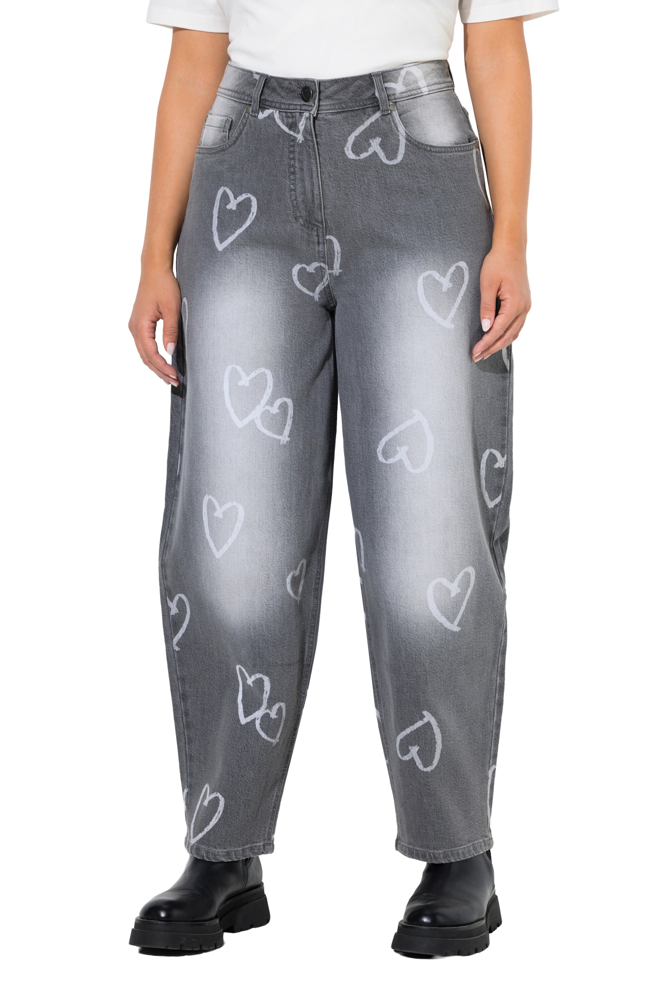 Ulla Popken Regular Jeans in Grijs: voorkant