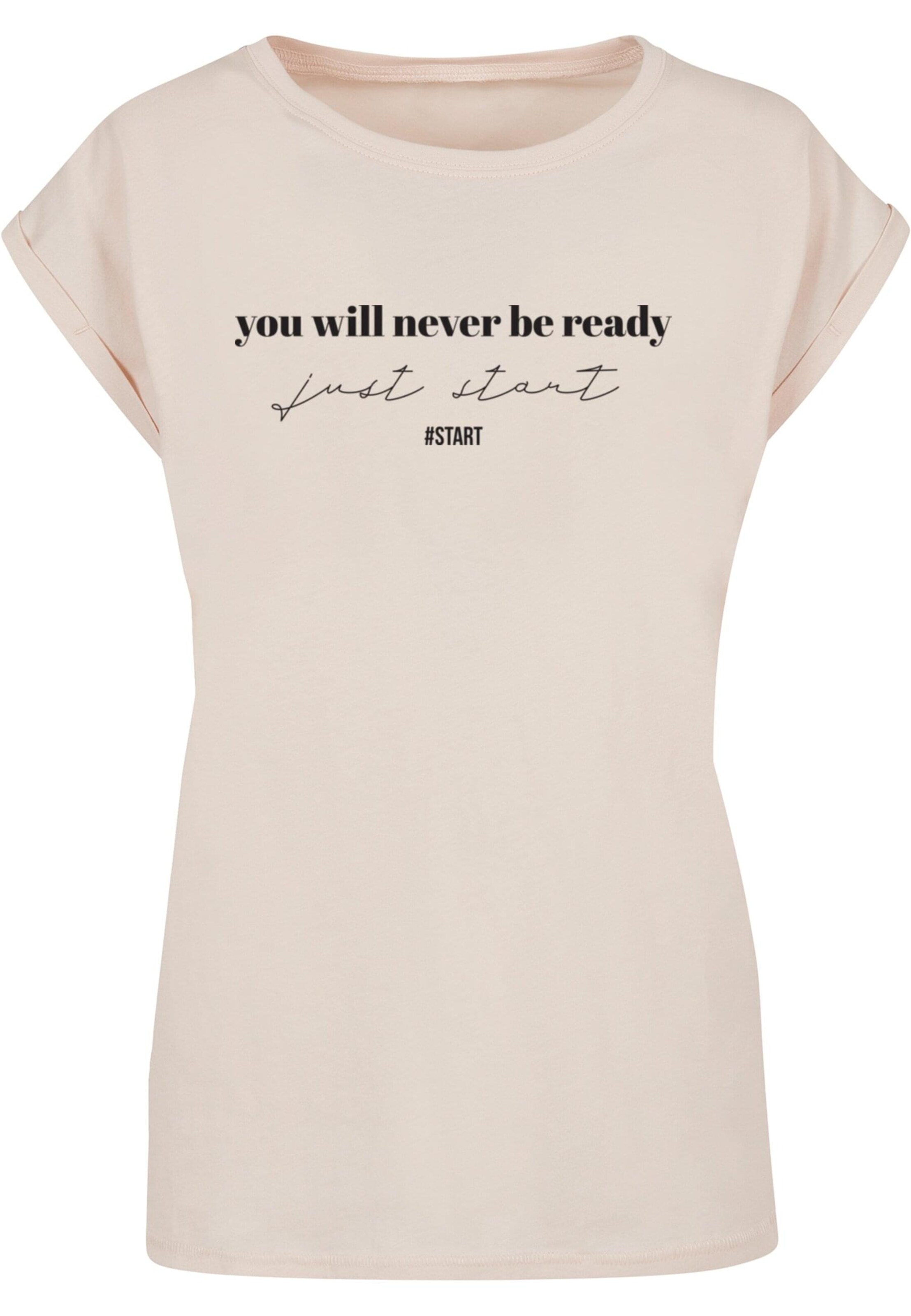 Merchcode Tričko 'Just Start' – béžová: přední strana