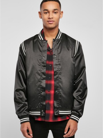 Urban Classics Between-Season Jacket 'Satin' in Black: front