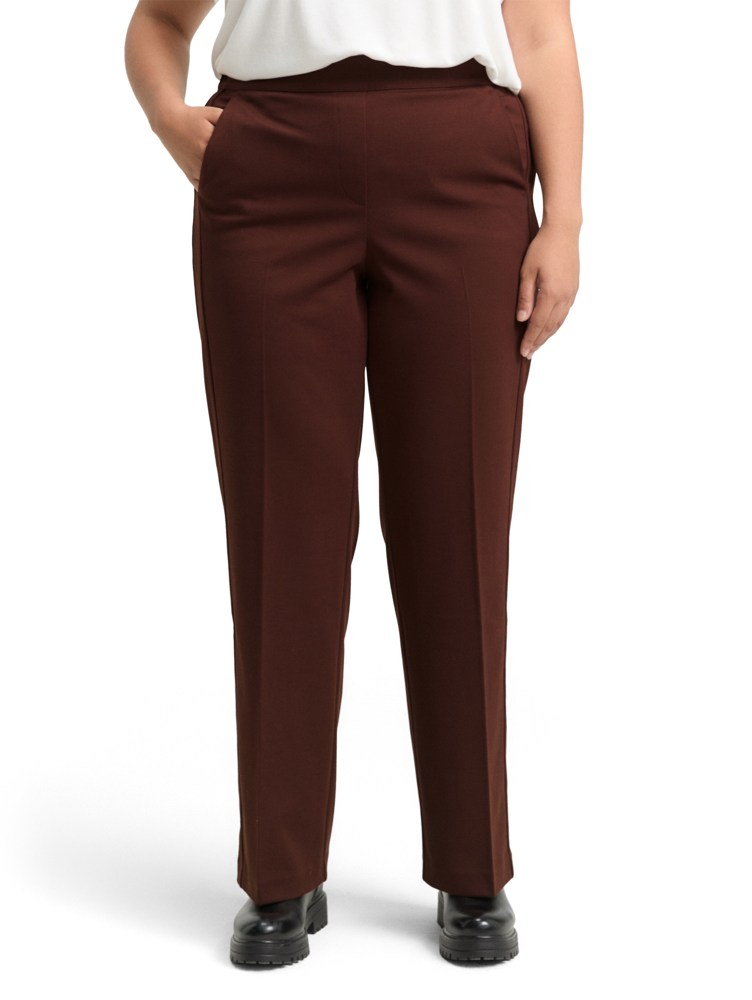 Regular Pantalon Tom Tailor Women + en marron : devant