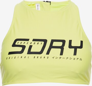 Superdry High neck Bikini Top in Yellow: front