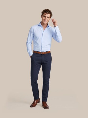 Profuomo Slim fit Button Up Shirt 'Knitted' in Blue
