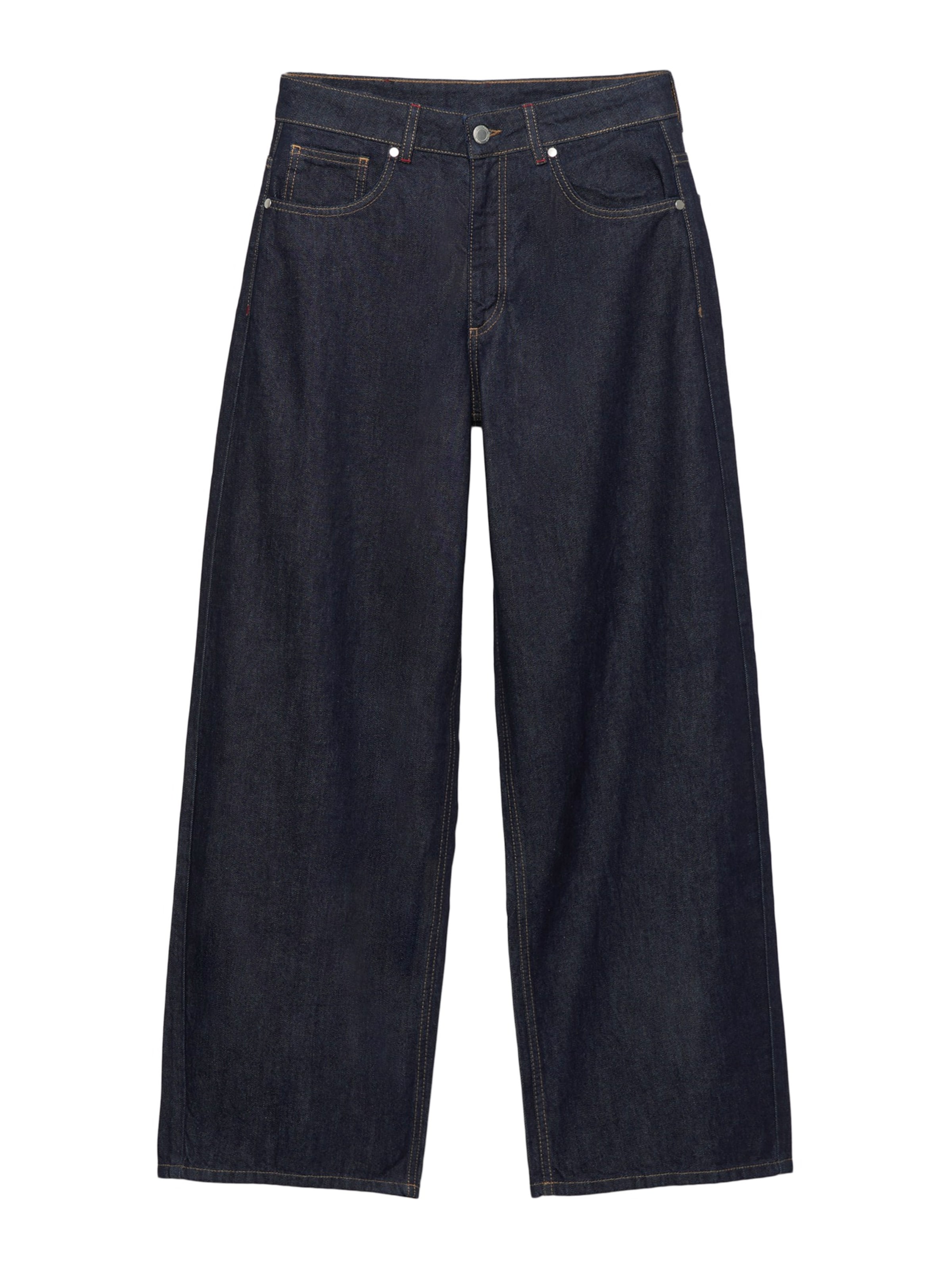 Wide leg Jeans de la Pull&Bear pe albastru: față