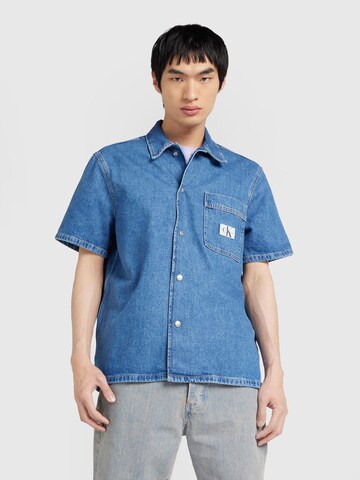 Calvin Klein Jeans Regularny krój Koszula 'CAMP DENIM SHIRT' w kolorze niebieski: przód