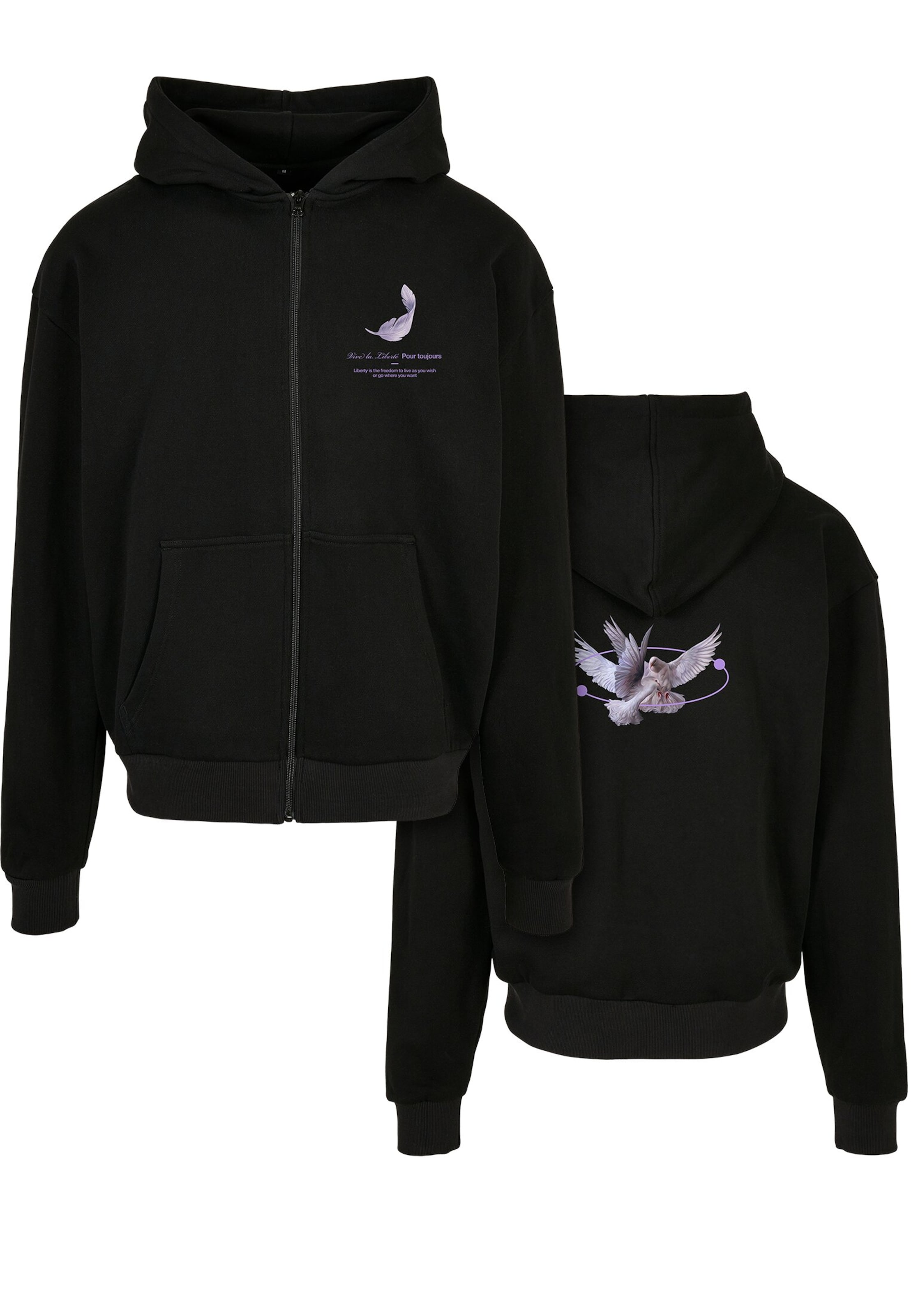 MT Upscale Sweatjacke 'Vive La Liberte' in Schwarz