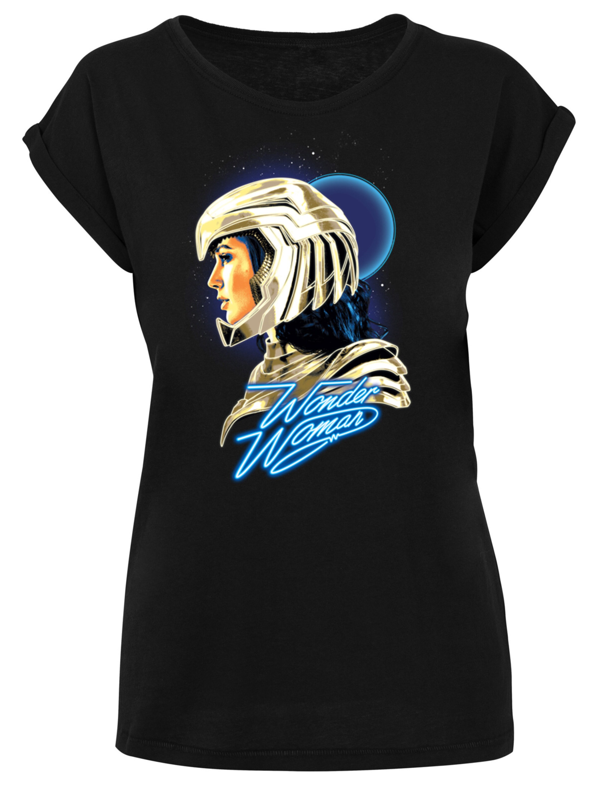 F4NT4STIC Shirt 'DC Comics Wonder Woman 84 Retro Gold Helmet' in Zwart: voorkant