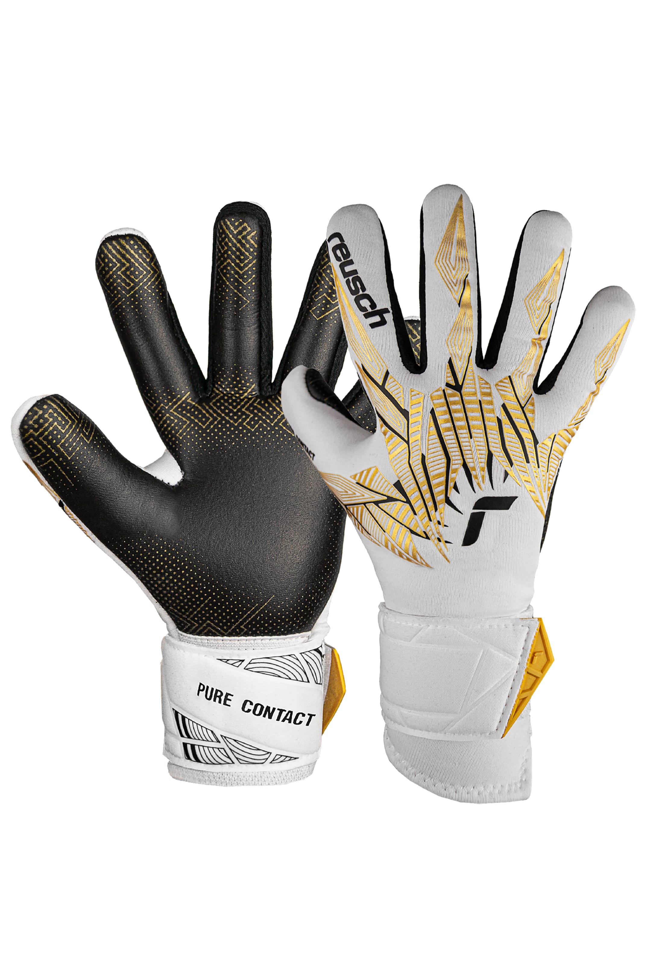 REUSCH Sporthandschoenen 'Pure Contact Gold GluePrint' in Wit: voorkant