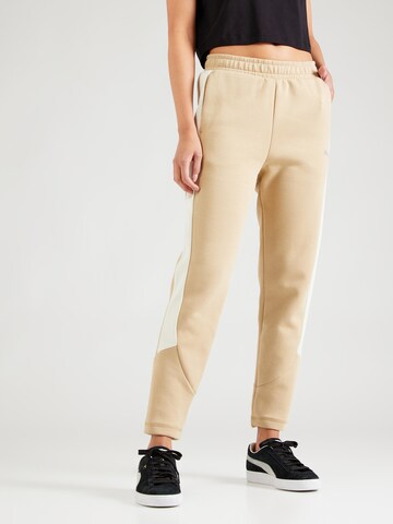 PUMA Regular Workout Pants 'EVOSTRIPE' in Brown: front