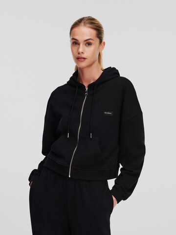 Karl Lagerfeld Zip-Up Hoodie in Black: front