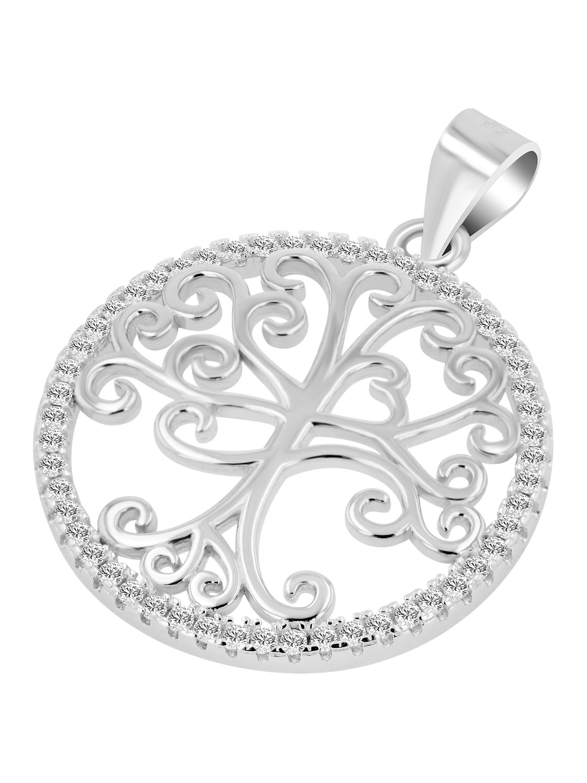 Akzent Pendant '"Kadidja" aus 925 Sterlingsilber, rhodiniert, langlebig' in Silver: front