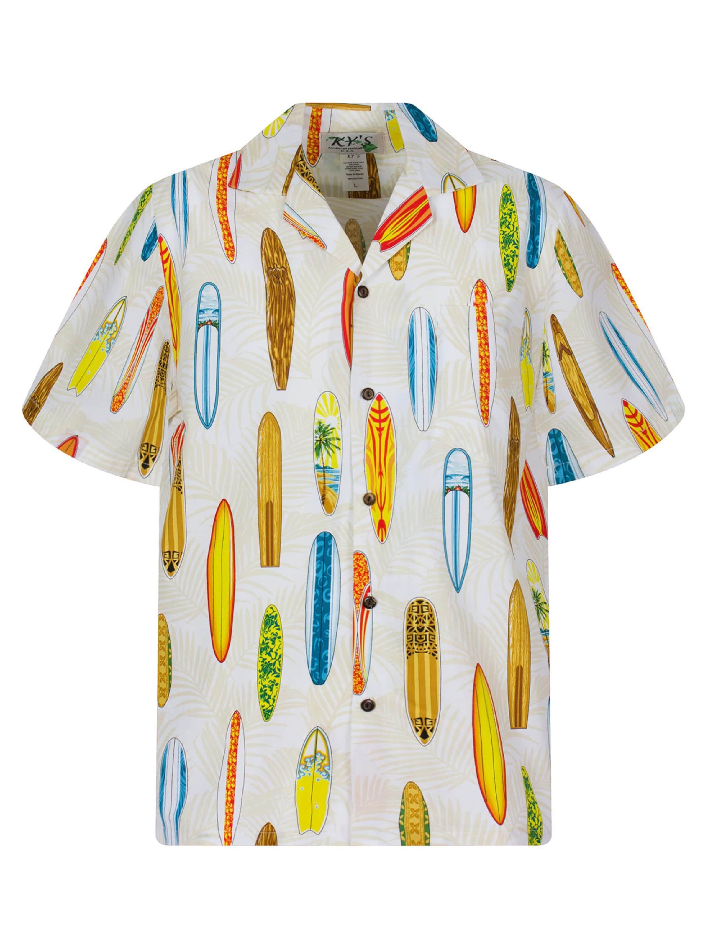 KY's Regular fit Button Up Shirt 'Surfbretter Allover' in White: front