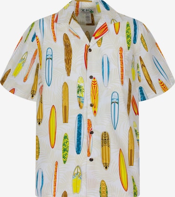 KY's Regular fit Button Up Shirt 'Surfbretter Allover' in White: front