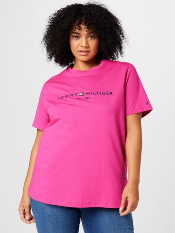 Tommy Hilfiger Curve - Camiseta en rosa: frente