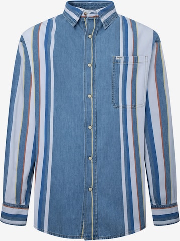 Pepe Jeans Regular fit Button Up Shirt 'DEVON' in Blue: front