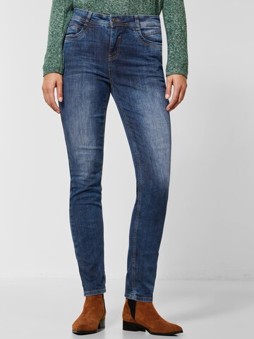 STREET ONE Slimfit Jeans in Blauw: voorkant