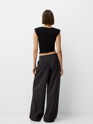 Bershka Zvonové kalhoty Kalhoty s puky – šedá