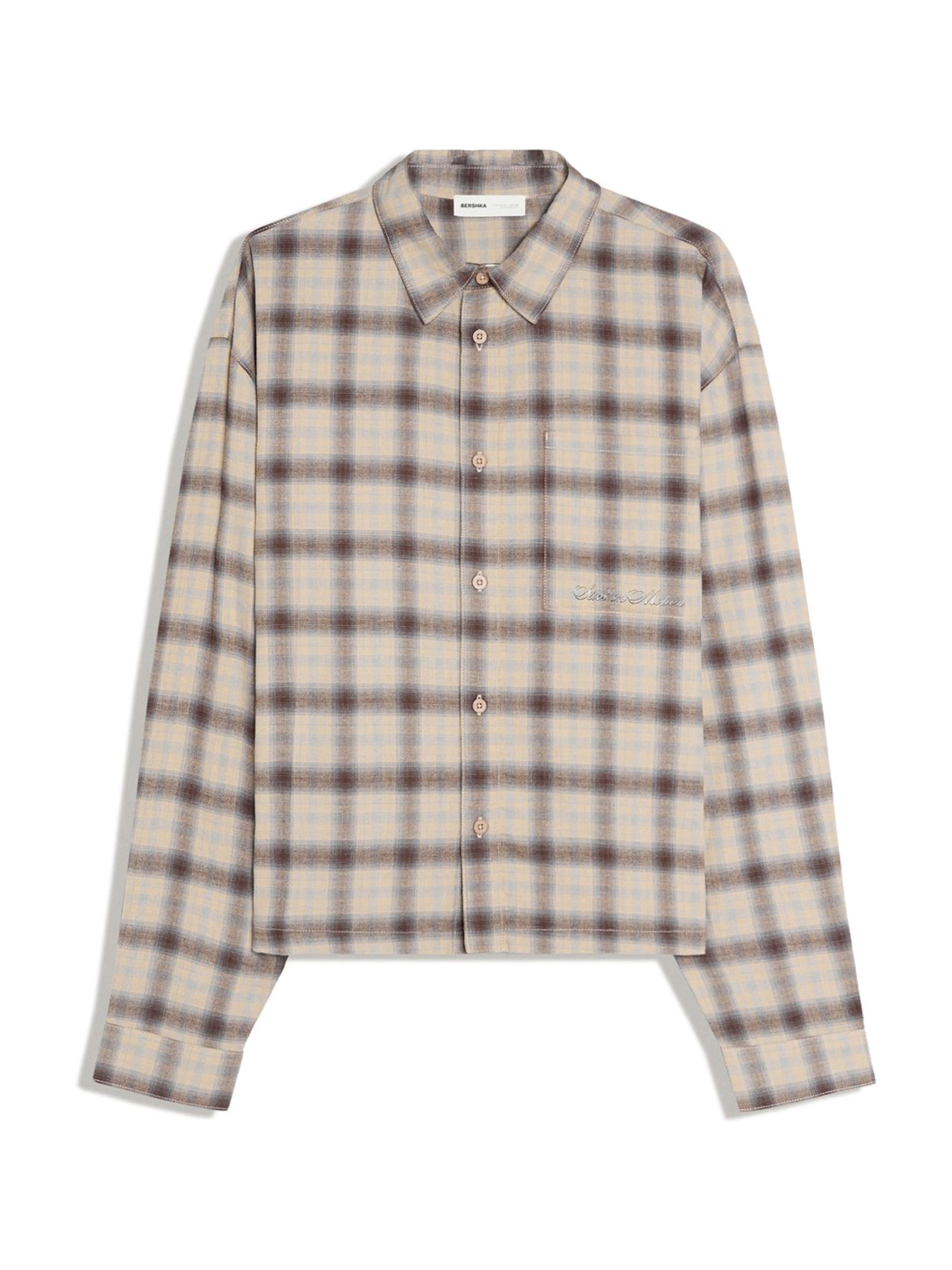 Bershka Regular fit Button Up Shirt in Brown: front