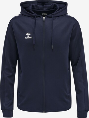 Hummel Athletic Zip-Up Hoodie in Blue: front