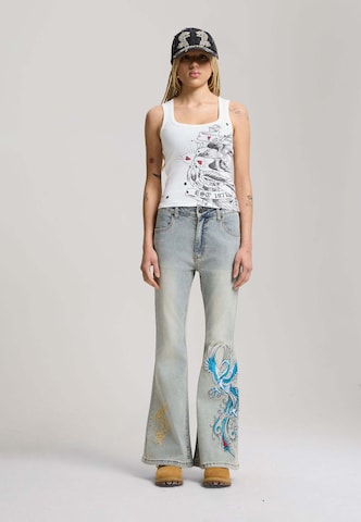 Ed Hardy Top 'Love Birds' in Weiß
