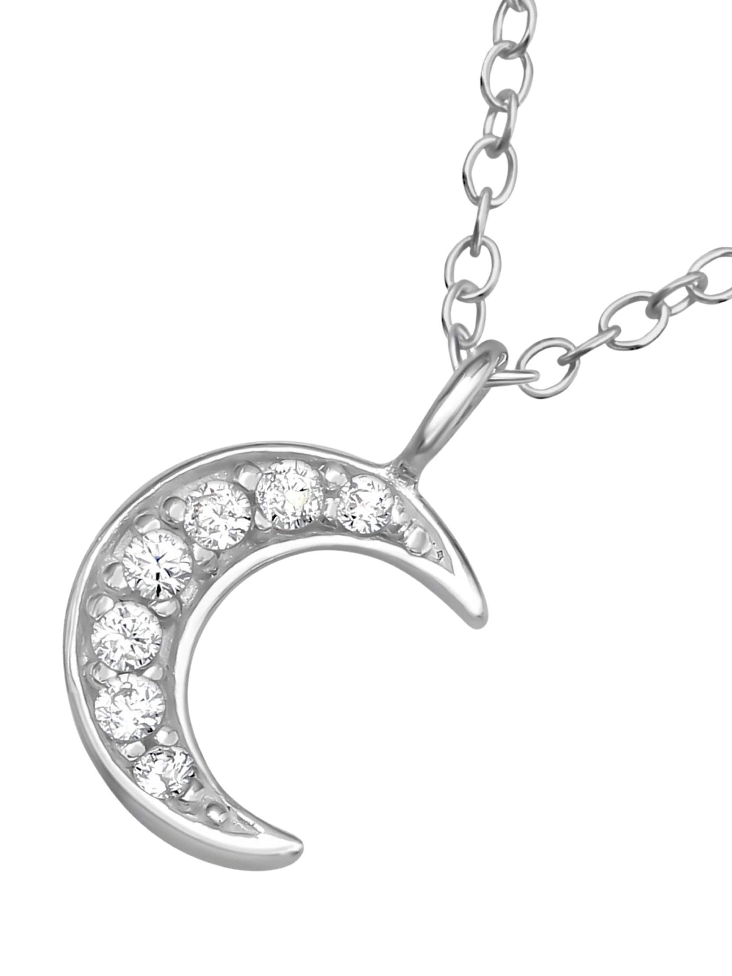 Chaîne 'Silberne Mond-Halskette mit Zirkonia' Maxte en argent