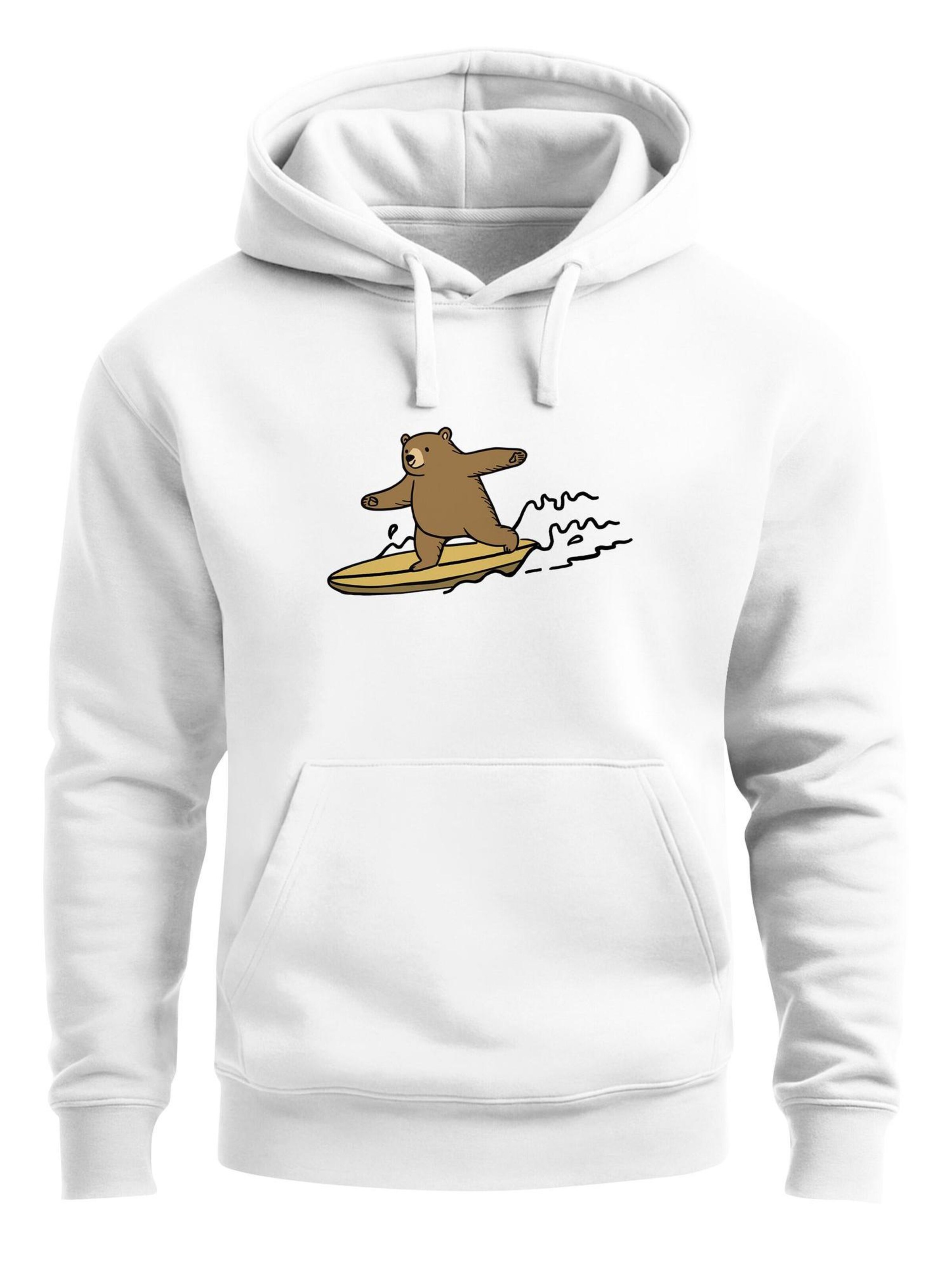 Neverless Sweatshirt 'Surfing Bear'‌‌‌‌‌ in Weiß: Vorderseite