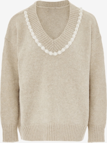 Pull-over caissa en beige : devant