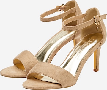 LASCANA - Sandalias con hebilla en beige: frente